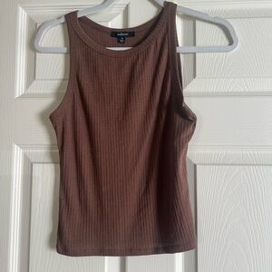 Ambiance Women's Chocolate Brown Ribbed Tank